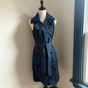 LRL Lauren Jeans Co Ralph Lauren Sleeveless Denim Trench Dress Women's 10 blue